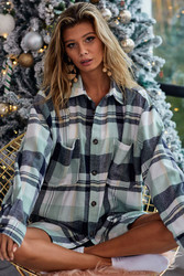 Shirt, Plaid Sage Navy Plaid OVERSIZED