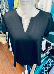 Top, Keyhole Short Sleeve Black Coolant Fabric LuLu B 