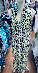 Dress, Maxi Ruffle Neck Lime Palm