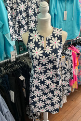 Dress, Sleeveless Open Cut Neckline Daisy Navy Coolant Fabric LuLu B 