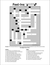 Feel-Ins Crossword Puzzle - Downloadable Worksheet