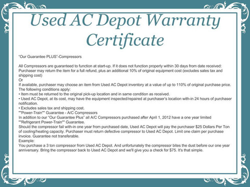 Used AC Depot Used Compressor Warranty