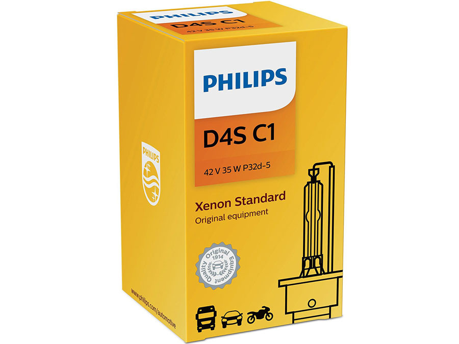 Enclosed package of Philips D4S Xenon HID Standard OEM 4300K 42402C1 headlight bulb with COA Label