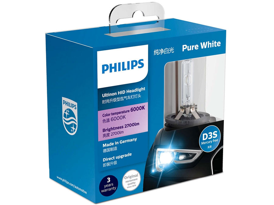 Dual package of PHILIPS Ultinon HID Bulbs 6000K 42403WXX2 D3S