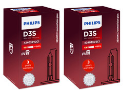 Set of Philips X-treme Vision +150% HID Xenon headlight bulbs 42403XV2C1 D3S