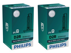 Set of Philips X-treme Vision +150% HID Xenon headlight bulbs 85126XV2C1 D2R