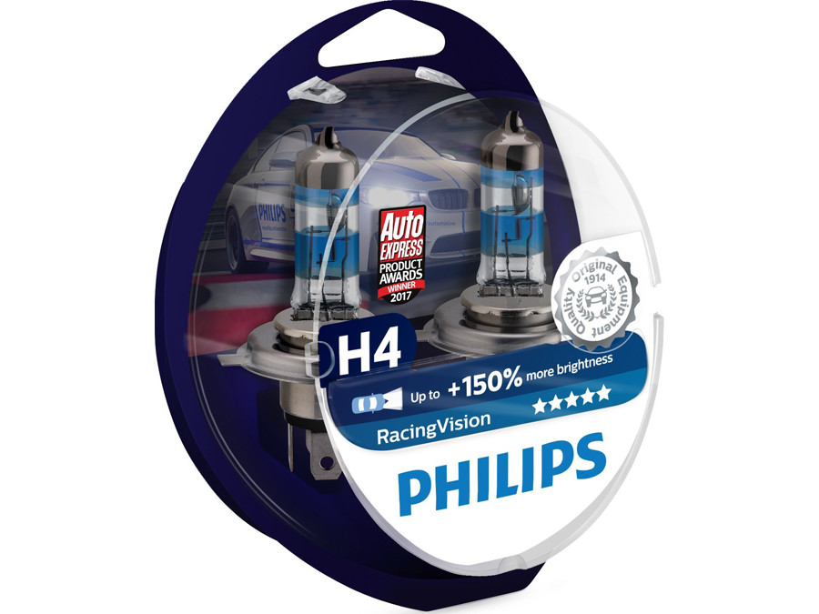 Dual package of Philips Racing Vision halogen bulbs 12342RVS2 H4