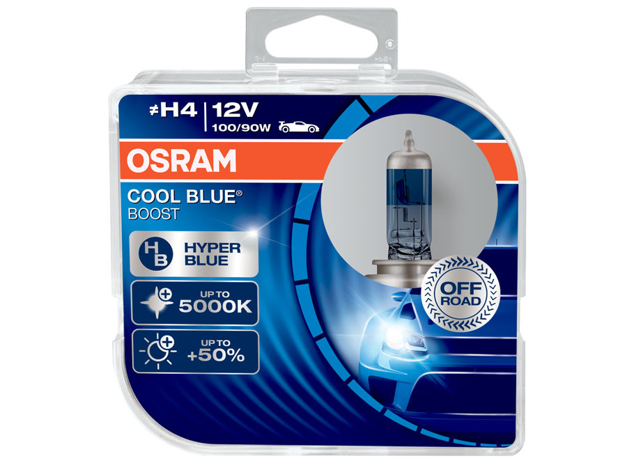 Dual package of Osram Cool Blue Boost halogen bulbs 5000K 62193CBB-HCB h4/9003/HB2
