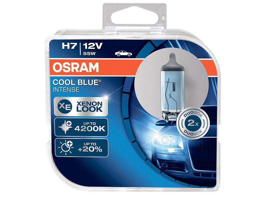 Dual package of Osram Cool Blue Intense halogen bulbs 4200K 64210CBI-HCB H7