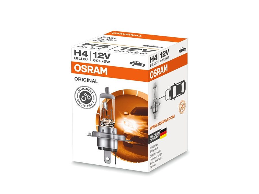 A single package of Osram Original Standard Halogen bulb 64193 H4/9003/HB2