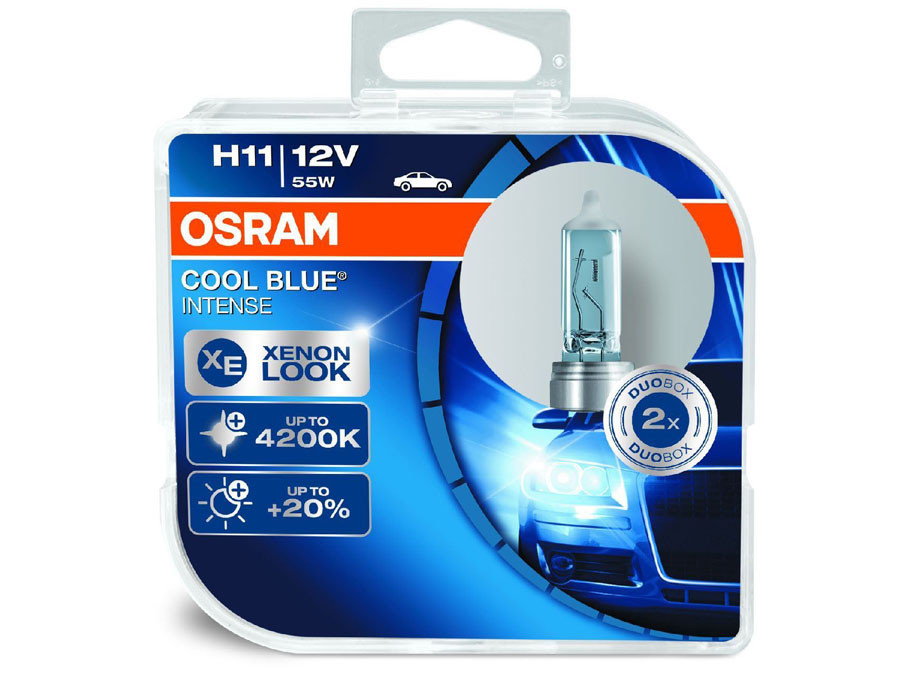 Dual package of Osram Cool Blue Intense halogen bulbs 4200K 64211CBI-HCB H11