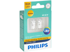 Dual package of Philips Ultinon LED Amber Interior/Exterior bulbs 194ULAX2 194