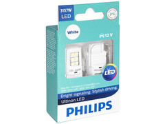 Enclosed package of Philips Ultinon LED White Interior/Exterior bulbs 3157