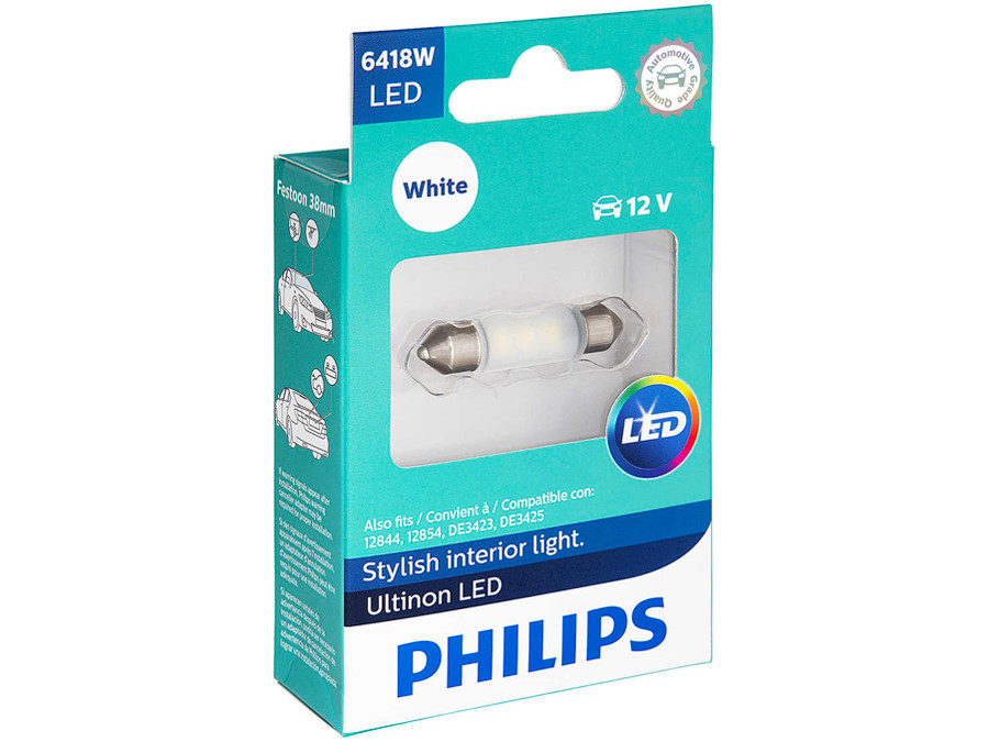 Enclosed package of Philips Ultinon LED White Interior/Exterior bulb 6418