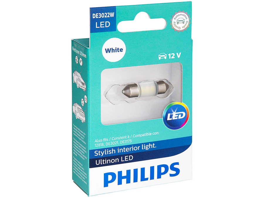 Enclosed package of Philips Ultinon LED White Interior/Exterior bulb DE3022
