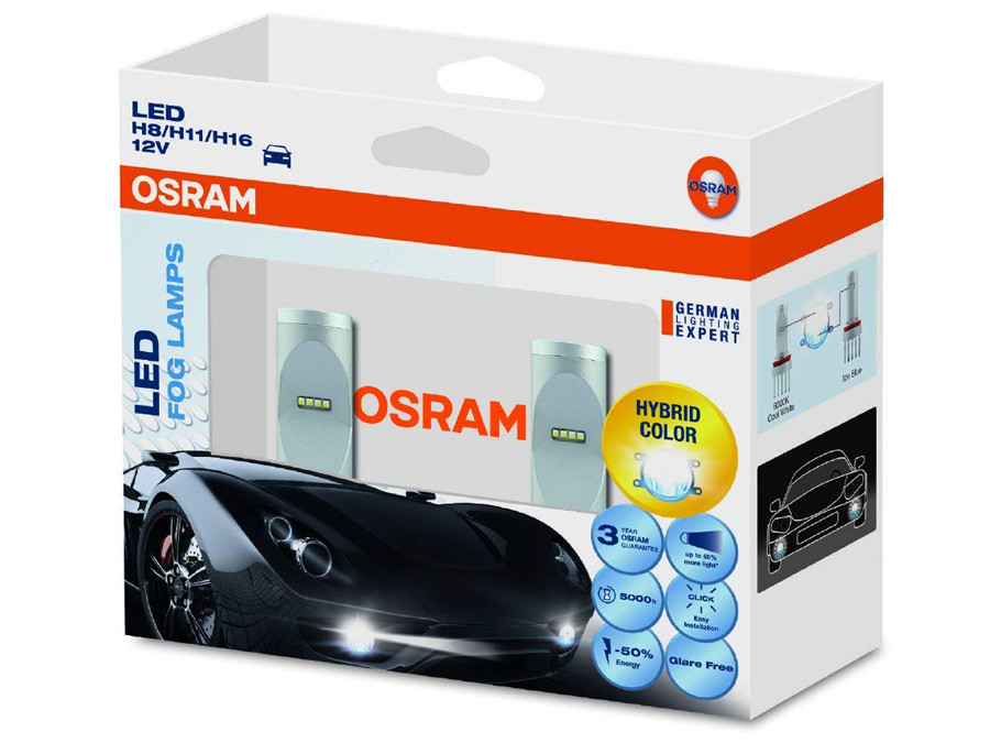Enclosed package of Osram Cool White LED 6000K kit H8/H11/H16