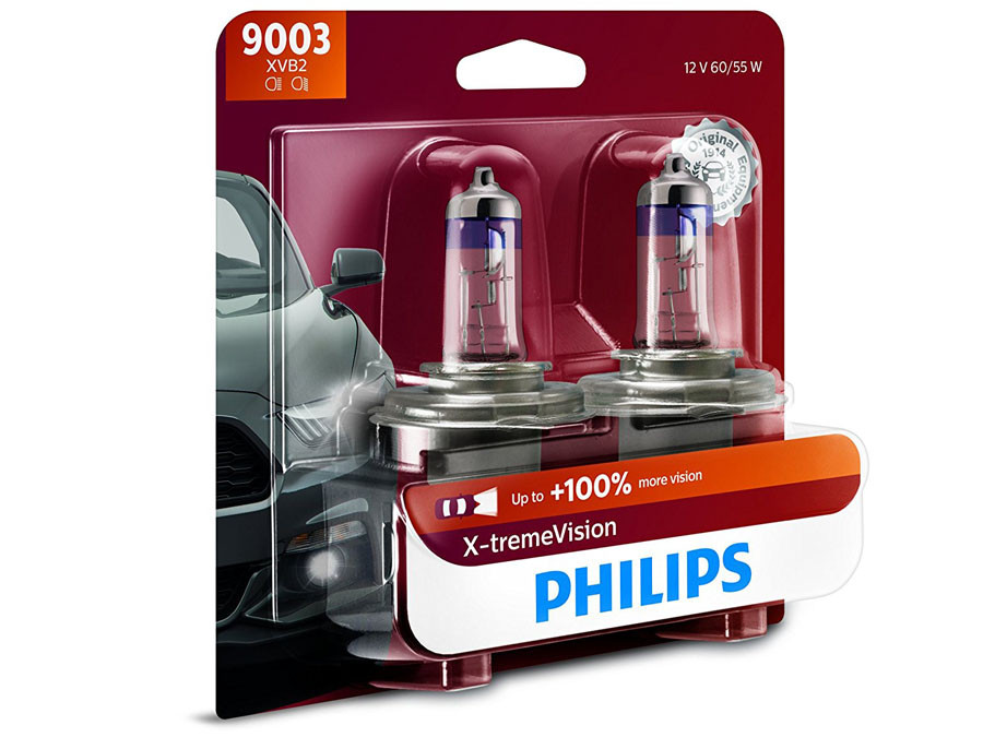 Enclosed package of Philips X-treme Vision +100% H4/9003/HB2