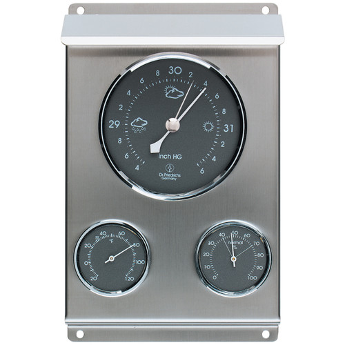 Analog Weather Station Android Barometer Hygrometer Stainless Steel Hokco