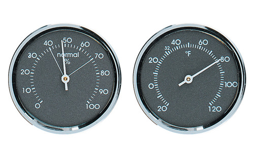 Analog Thermometer Analog Hygrometer Gauge Set Grey Chrome Hokco
