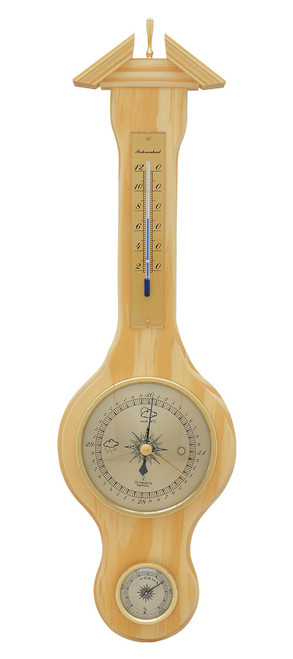 Banjo Weather Station Barometer Thermometer Hygrometer Solid Pine 18 in Hokco