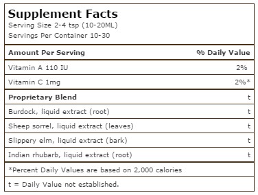 essiac-herbal-extract-nutrition facts-nutrifarm