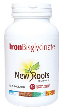 New Roots Iron Bisglycinate 35 mg, 30 Capsules | NutriFarm.ca