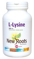 New Roots L-Lysine 500 mg, 250 Capsules | NutriFarm.ca