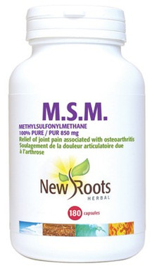 New Roots M.S.M. 850 mg 100% Pure, 180 Capsules | NutriFarm.ca