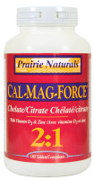 Prairie Naturals Cal-Mag-Force 2:1, 180 Tablets | NutriFarm.ca