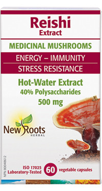 New Roots Reishi 500 mg 40% Polysaccharides, 60 Capsules | NutriFarm.ca