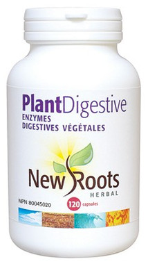 New Roots Plant Digestive Enzymes 375 mg, 120 Capsules | NutriFarm.ca
