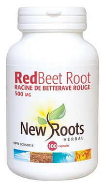 New Roots Red Beet Root 500 mg, 100 Capsules | NutriFarm.ca