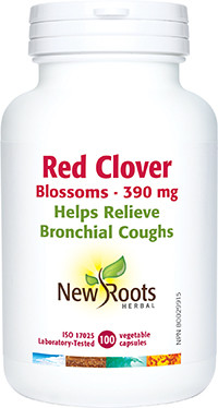 New Roots Red Clover Blossoms 390 mg, 100 Capsules | NutriFarm.ca