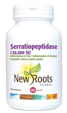 New Roots Serratiopeptidase 120,000 SU, 60 Capsules | NutriFarm.ca