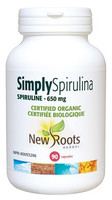 New Roots Simply Spirulina Certified Organic 650 mg, 90 Capsules | NutriFarm.ca