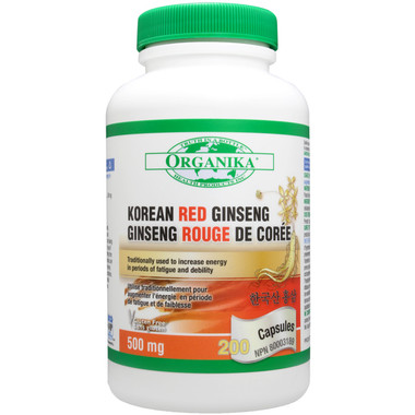 Organika Korean Red Ginseng, 200 Capsules | NutriFarm.ca 
