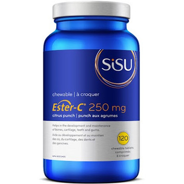 SISU Kids' Ester-C 250 mg Chewable (natural citrus punch flavour), 120 Chewable Tablets | NutriFarm.ca