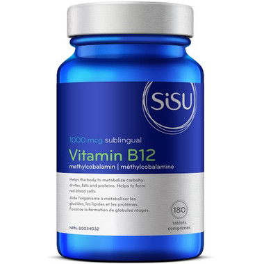 SISU Vitamin B12 1000 mcg Methylcobalamin, 180 sublingual tablets | NutriFarm.ca