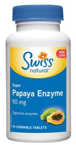 Swiss Natural Super Papaya Enzyme 90mg, 90 Chewable Tablets | NutriFarm.ca