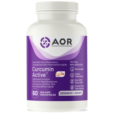 AOR Curcumin Active, 60 Vegetable Capsules | NutriFarm.ca 