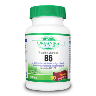 Organika Vitamin B6 (Pyridoxine HCl), 90 Capsules | NutriFarm.ca