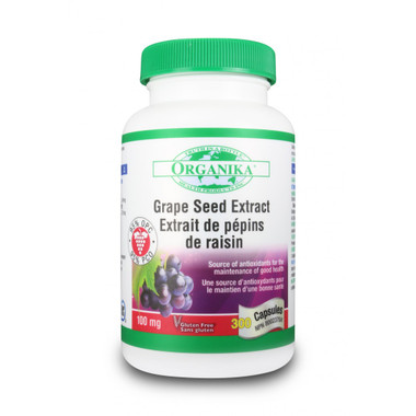 Organika Grape Seed Extract 100 mg, 300 Capsules | NutriFarm.ca