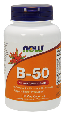NOW Vitamin B-50, 100 Capsules | NutriFarm.ca