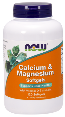 NOW Calcium and Magnesium, 120 Softgels | NutriFarm.ca