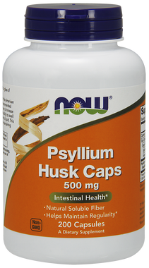 NOW Psyllium Husk 500 mg, 200 Capsules | NutriFarm.ca