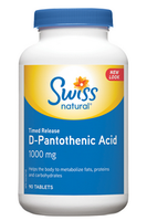 Swiss Natural D-Pantothenic Acid 1000mg Timed Release, 90 Tablets | NutriFarm.ca
