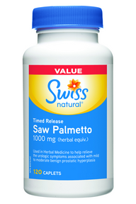 Swiss Natural Saw Palmetto Timed Release 1000mg, 120 Caplets | NutriFarm.ca
