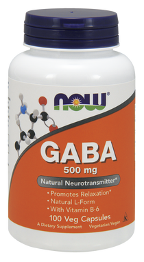 NOW GABA 500 mg with Vitamin B-6,  100 Vegetable Capsules | NutriFarm.ca