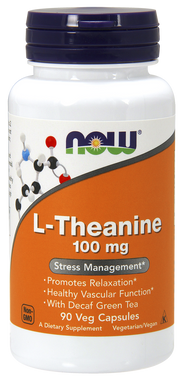 NOW L-Theanine 100 mg, 90 Vegetable Capsules | NutriFarm.ca