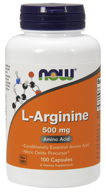 NOW L-Arginine 500 mg, 100 Capsules | NutriFarm.ca